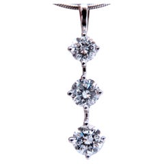 Collier pendentif à trois diamants naturels, 14 carats, 12517*