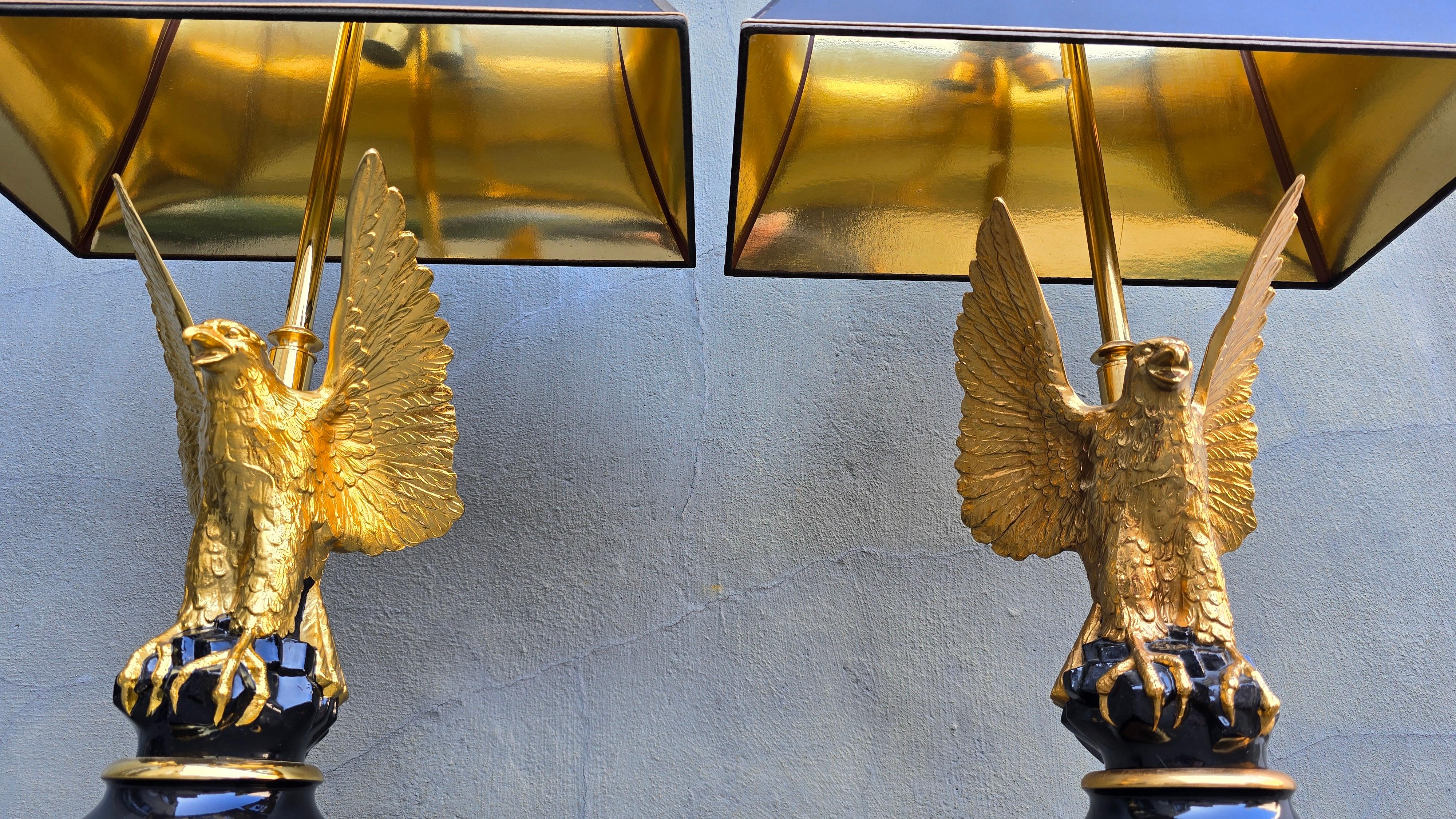 Trois lampes de table aigle de la Maison Jansen en vente 4