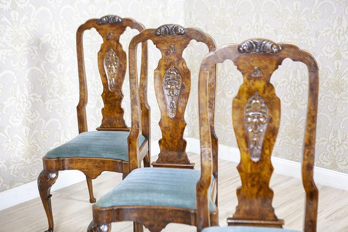 Three Early-20th Century English Walnut Chairs in the Chippendale Type In Good Condition For Sale In Opole, PL