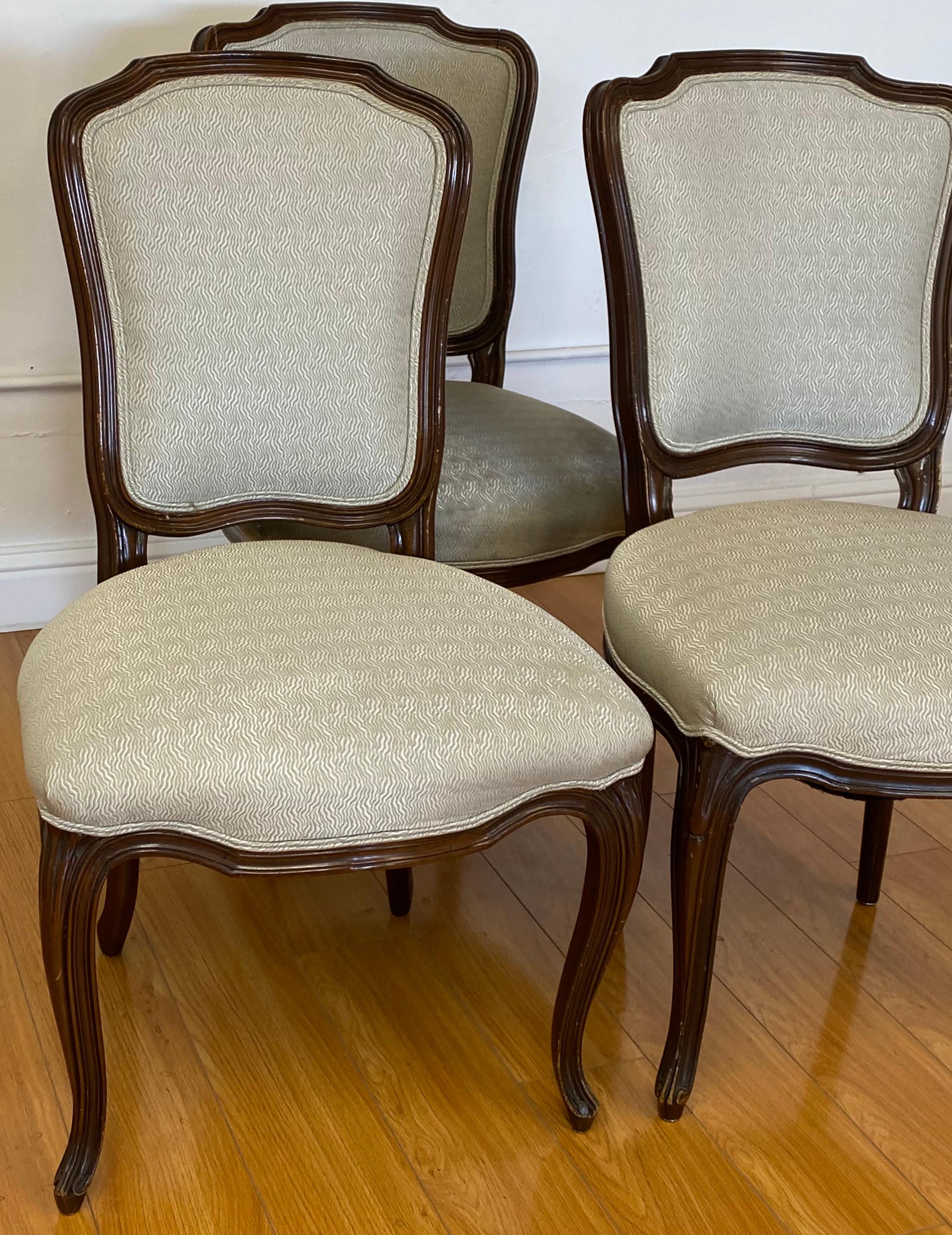 French Provincial Three Early 20th Century French Walnut Carved Side Chairs, circa 1900