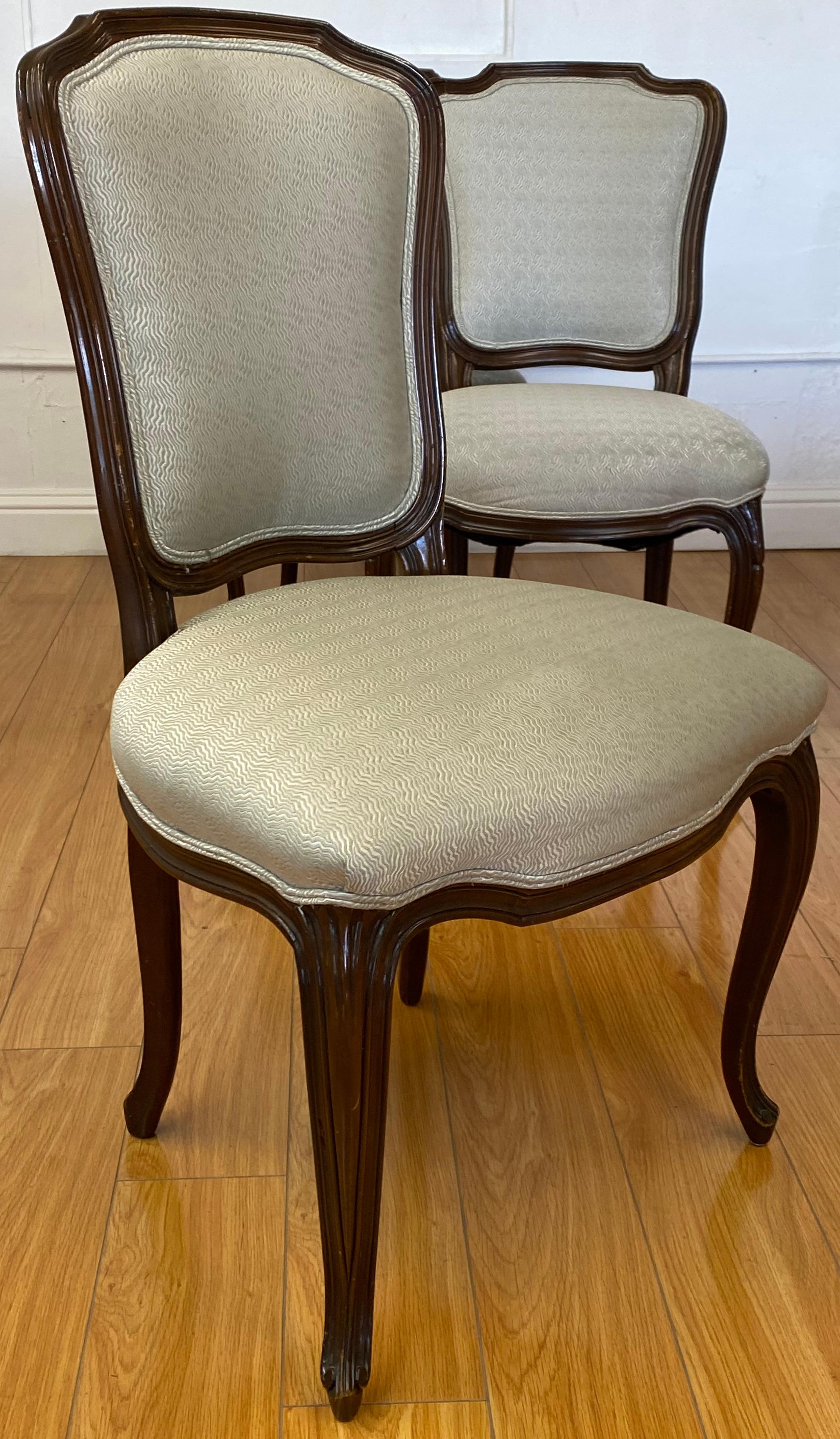 Hand-Carved Three Early 20th Century French Walnut Carved Side Chairs, circa 1900