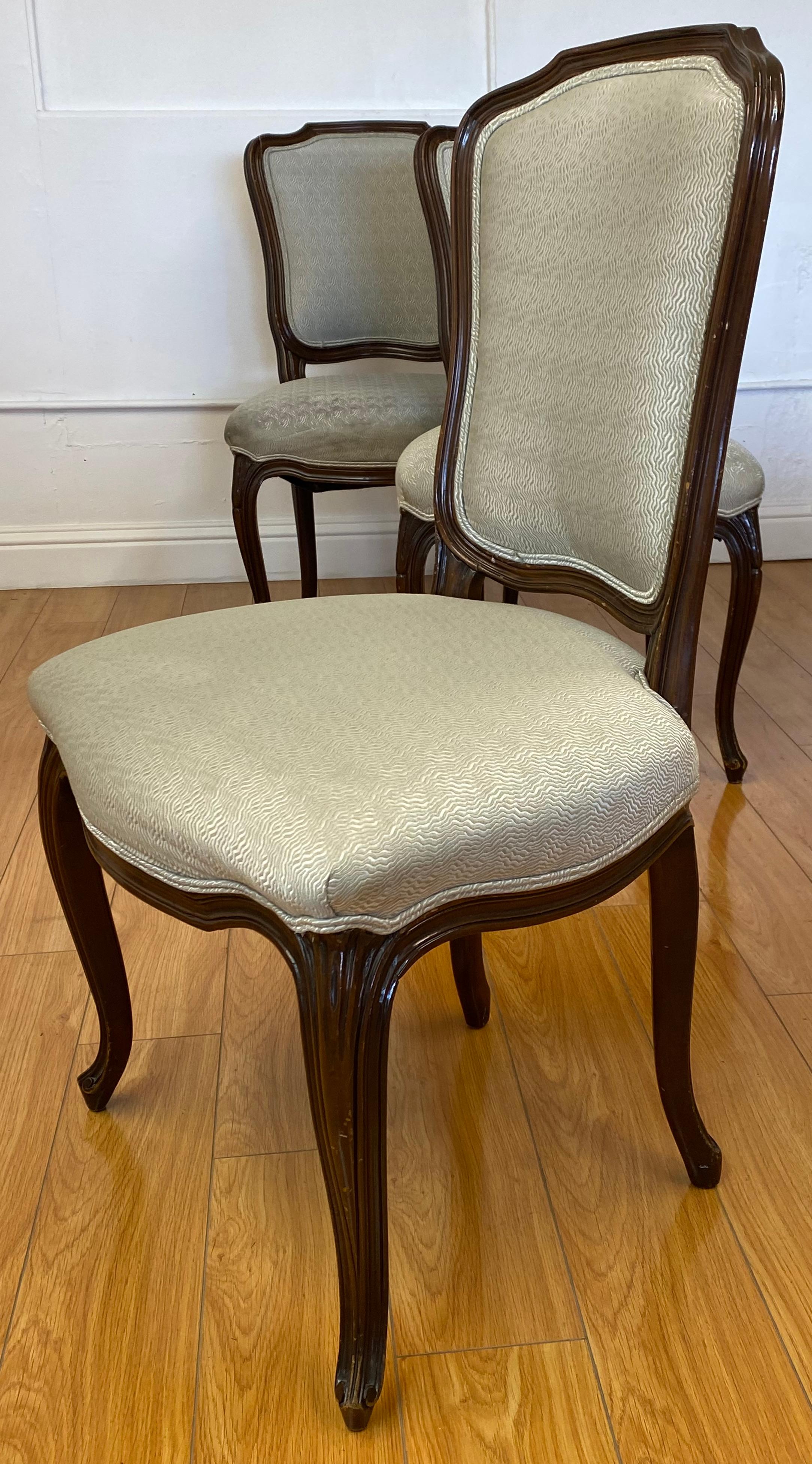 Three Early 20th Century French Walnut Carved Side Chairs, circa 1900 In Good Condition In San Francisco, CA
