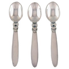 Three Early Georg Jensen Cactus Coffee Spoons in Sterling Silver