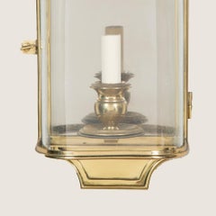 Three Early Georgian Style Brass Wall Lanterns with Convex Glass Fronts