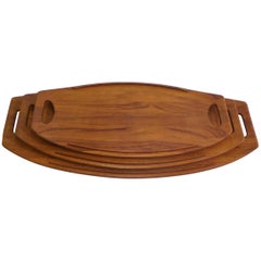 Three Early Jens Quistgaard Dansk Fjord Teak Trays Denmark