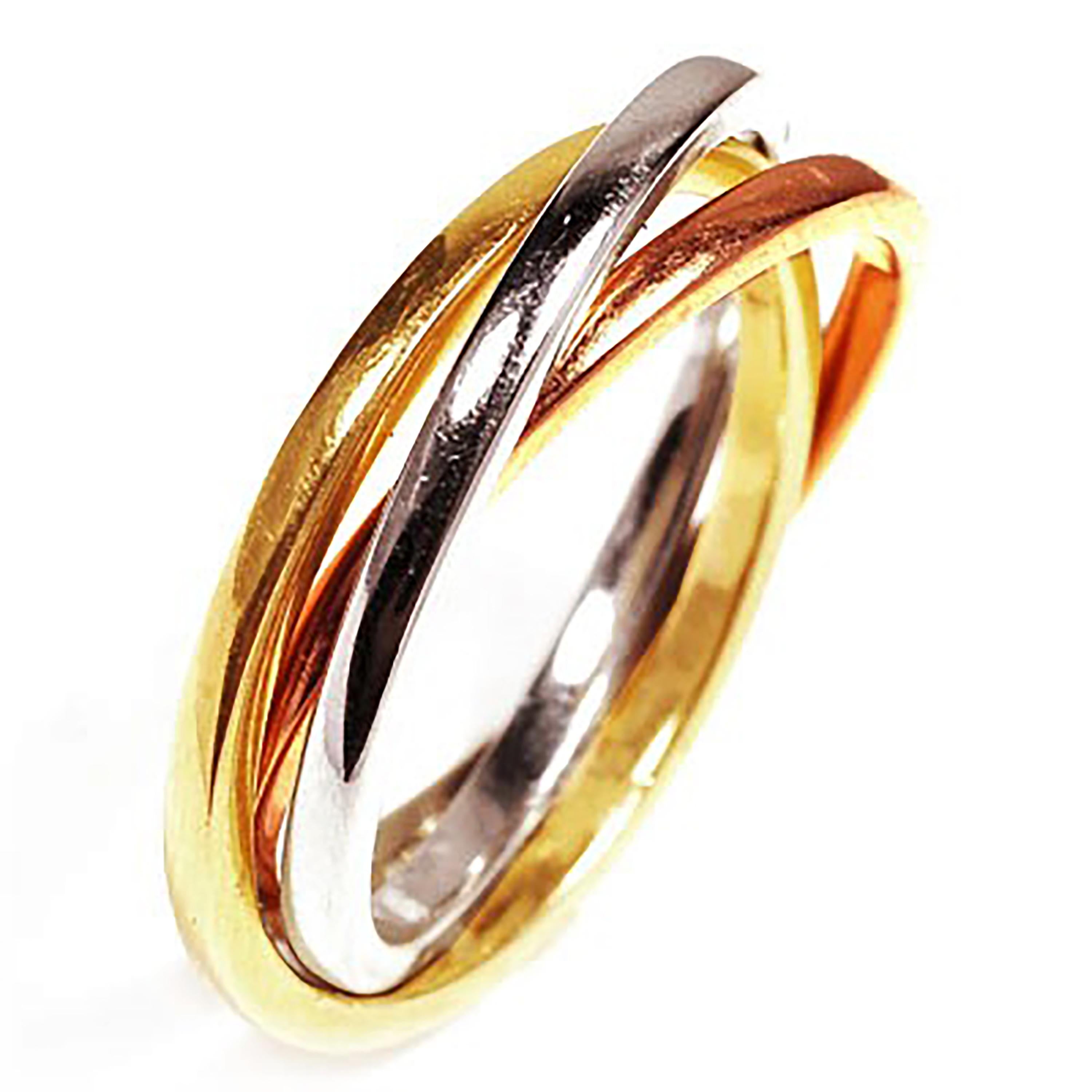 Three Eighteen Karat Tri Color Rolling Ring Band For Sale 2