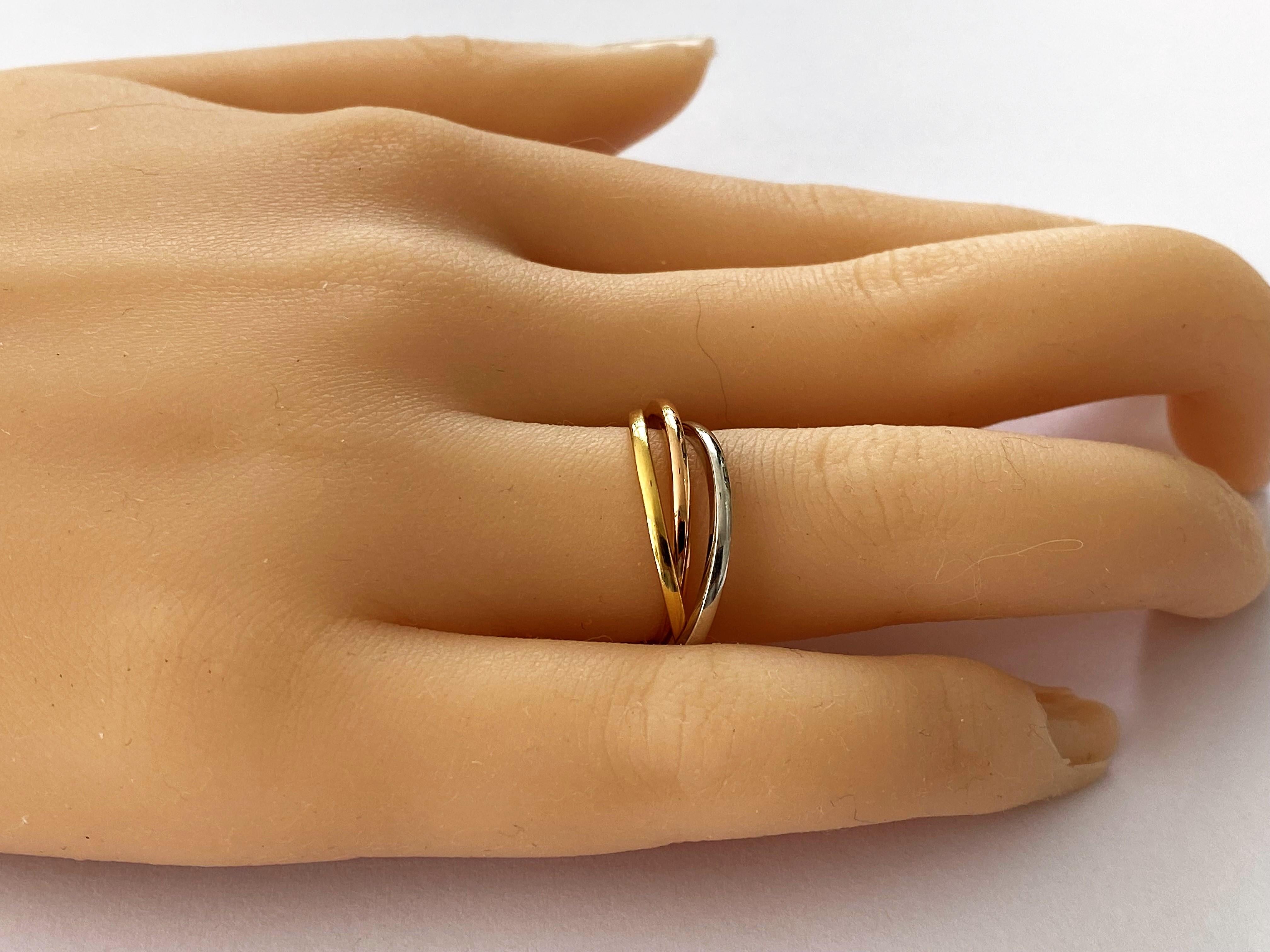 De las mujeres Tres Dieciocho Quilates Amarillo Blanco Rosa Comfort Fit Anillo Rodante Tamaño 6 en venta
