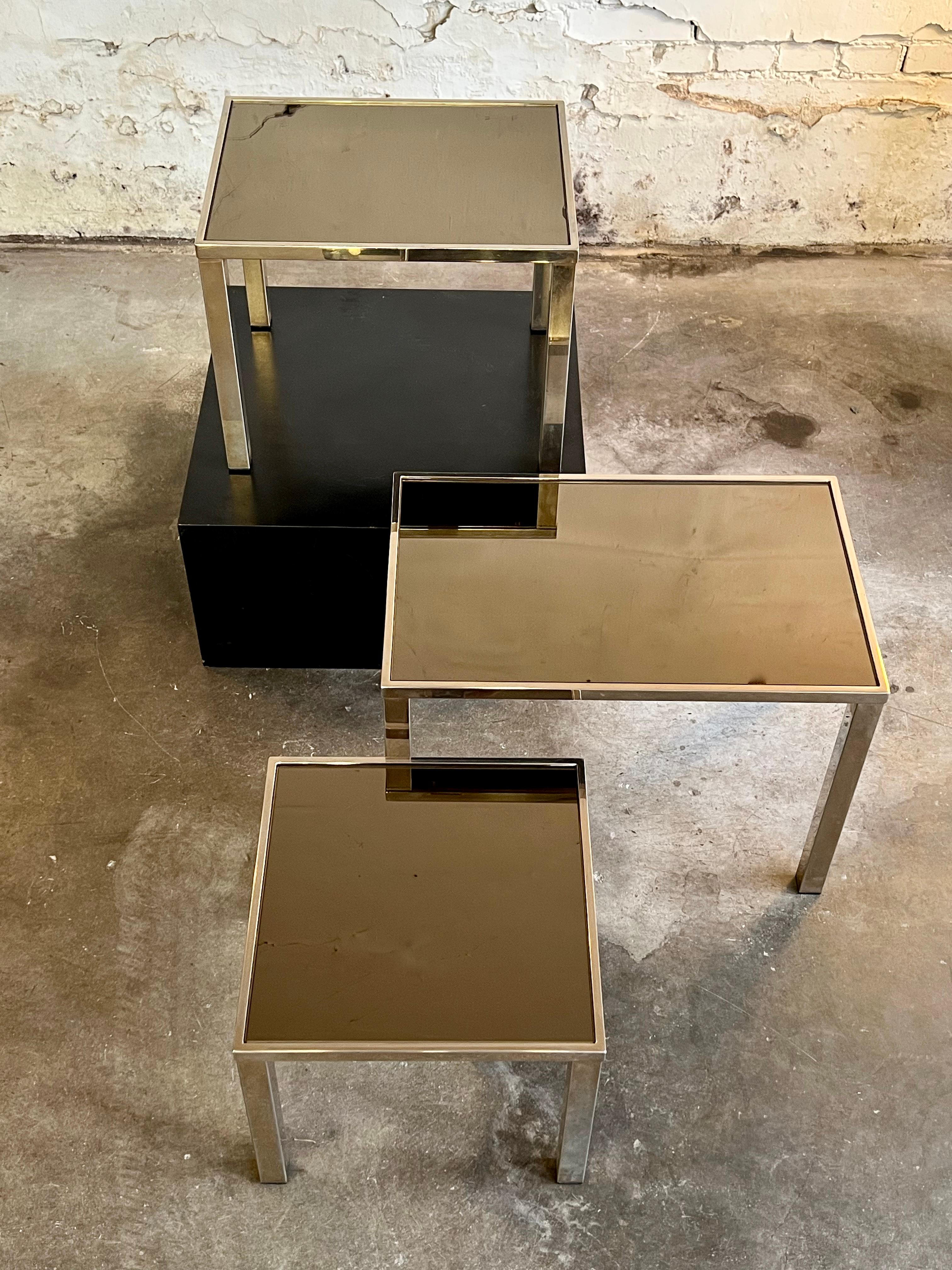 Metal Three elegant nesting tables by Belgochrom, 1960 For Sale