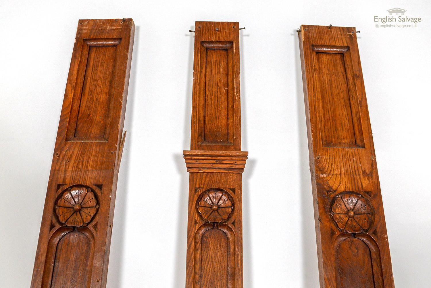 Three Elegant Reclaimed Oak Pilasters In Good Condition For Sale In London, GB