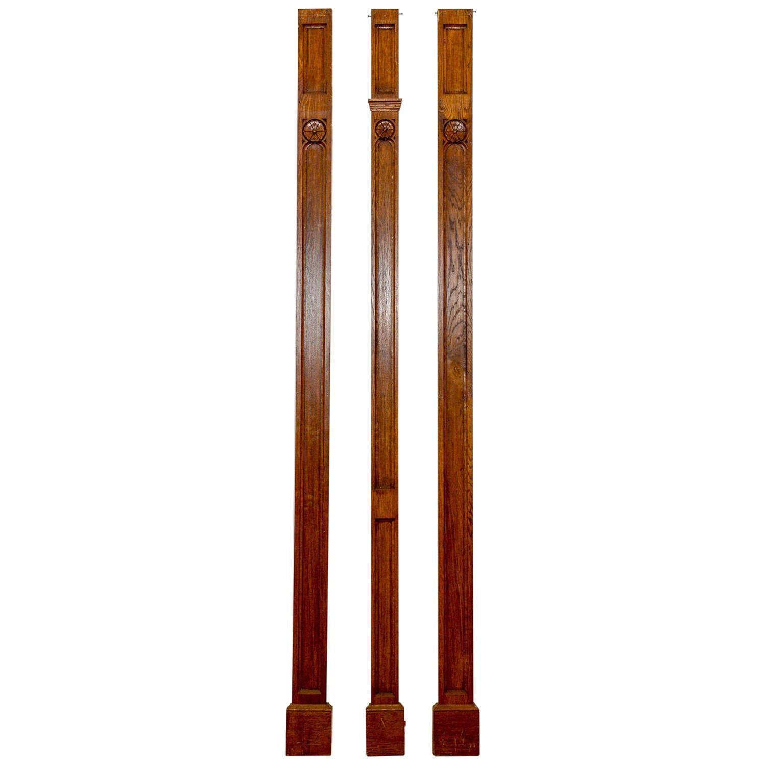 Three Elegant Reclaimed Oak Pilasters For Sale