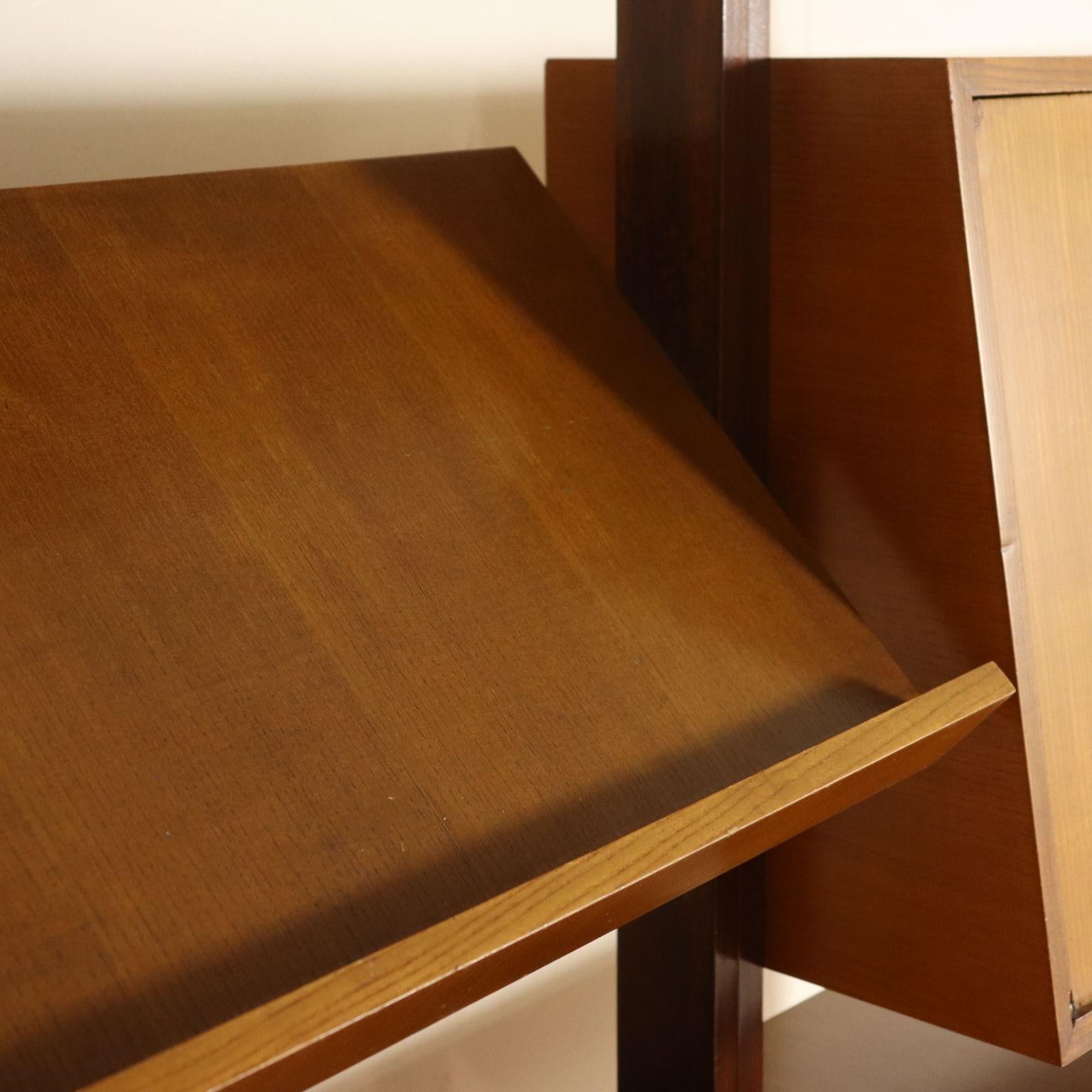 Three Elements Oak Veneered Bookcase Vintage, Italy, 1960s In Good Condition In Milano, IT
