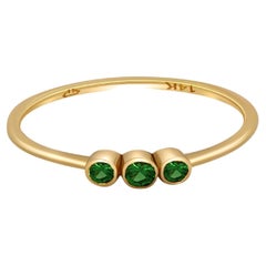Dreier Smaragd 14k Gold Ring