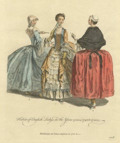 Three English Ladies of 1735, 1745 and 1755, Jefferys Costume Print, 1757