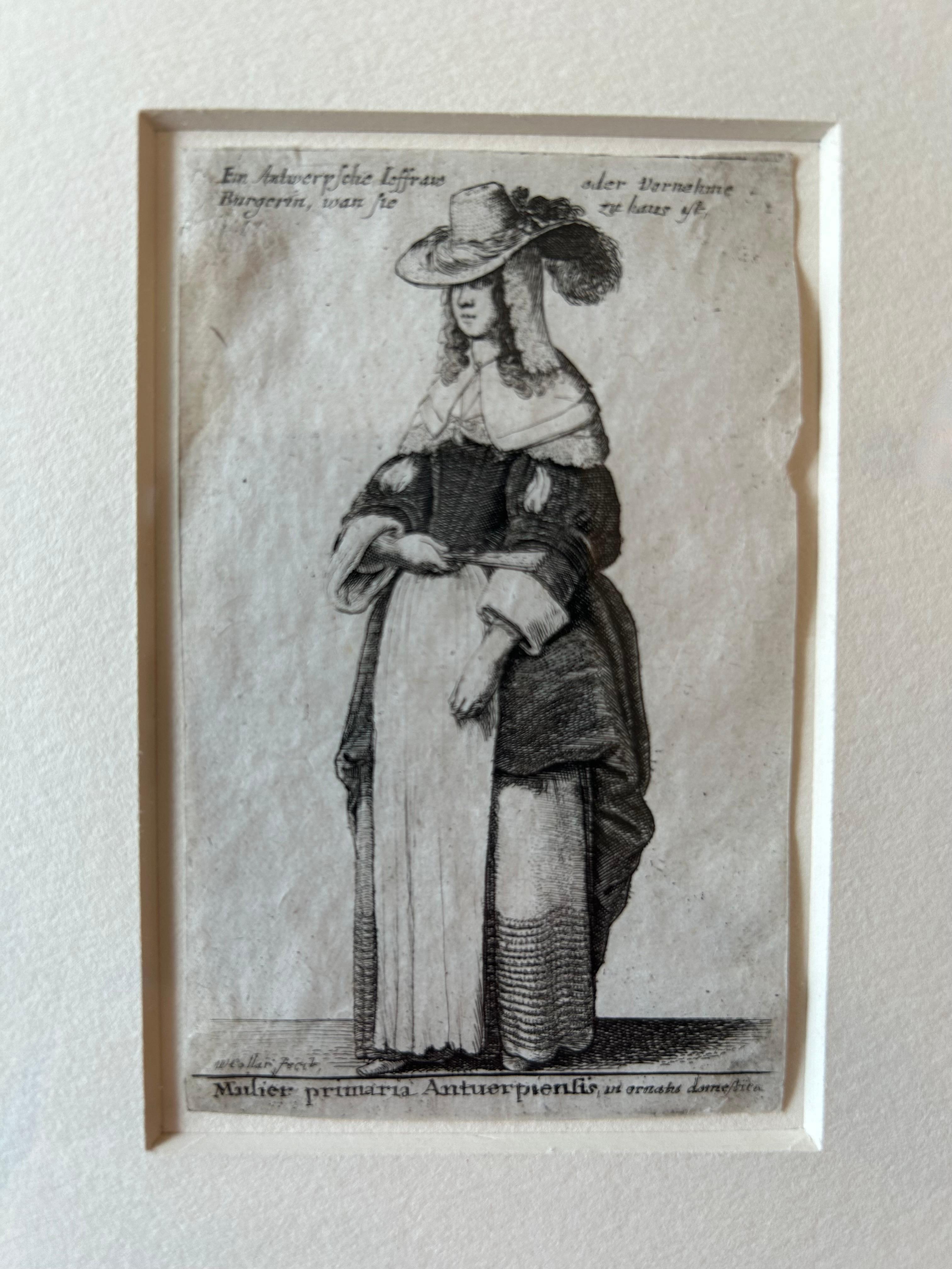Drei Radierungen von Gentlewomen von Wensceslaus Hollar, 1607-1677 im Angebot 3