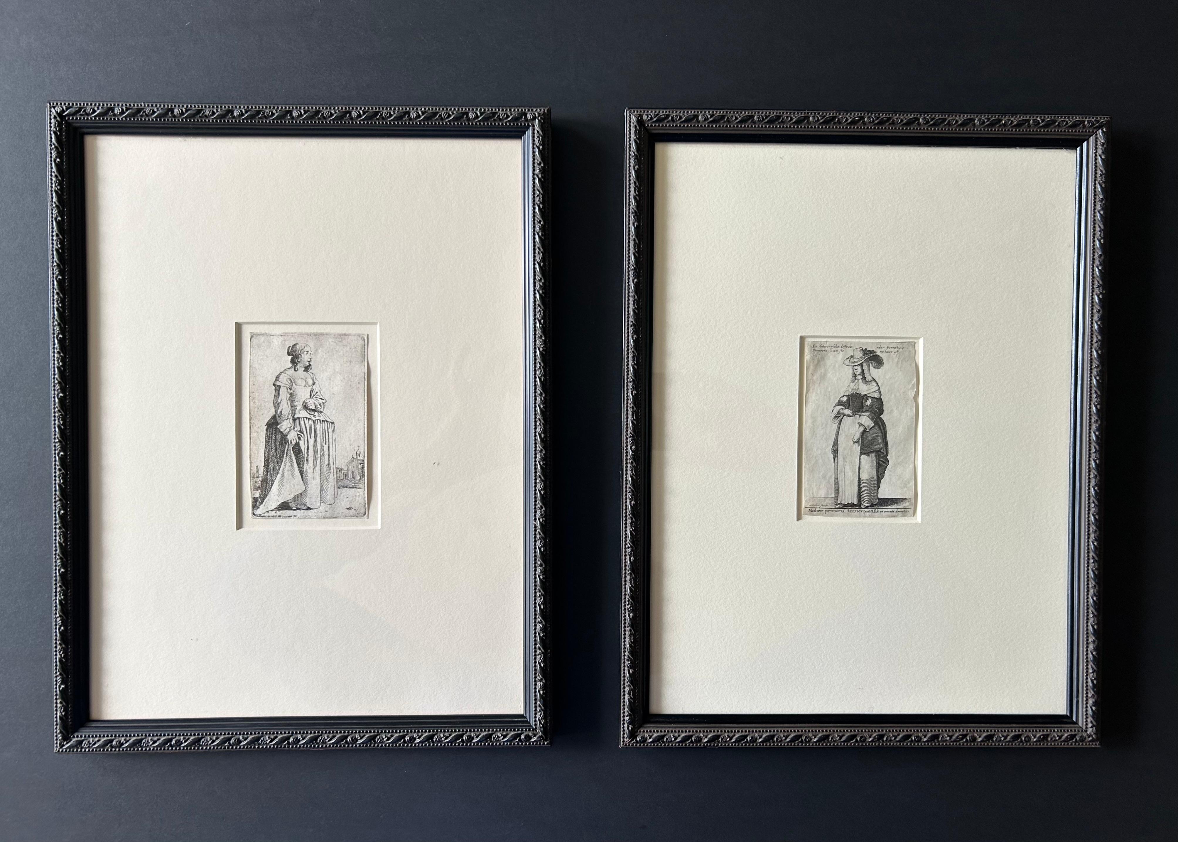 Drei Radierungen von Gentlewomen von Wensceslaus Hollar, 1607-1677 (Englisch) im Angebot