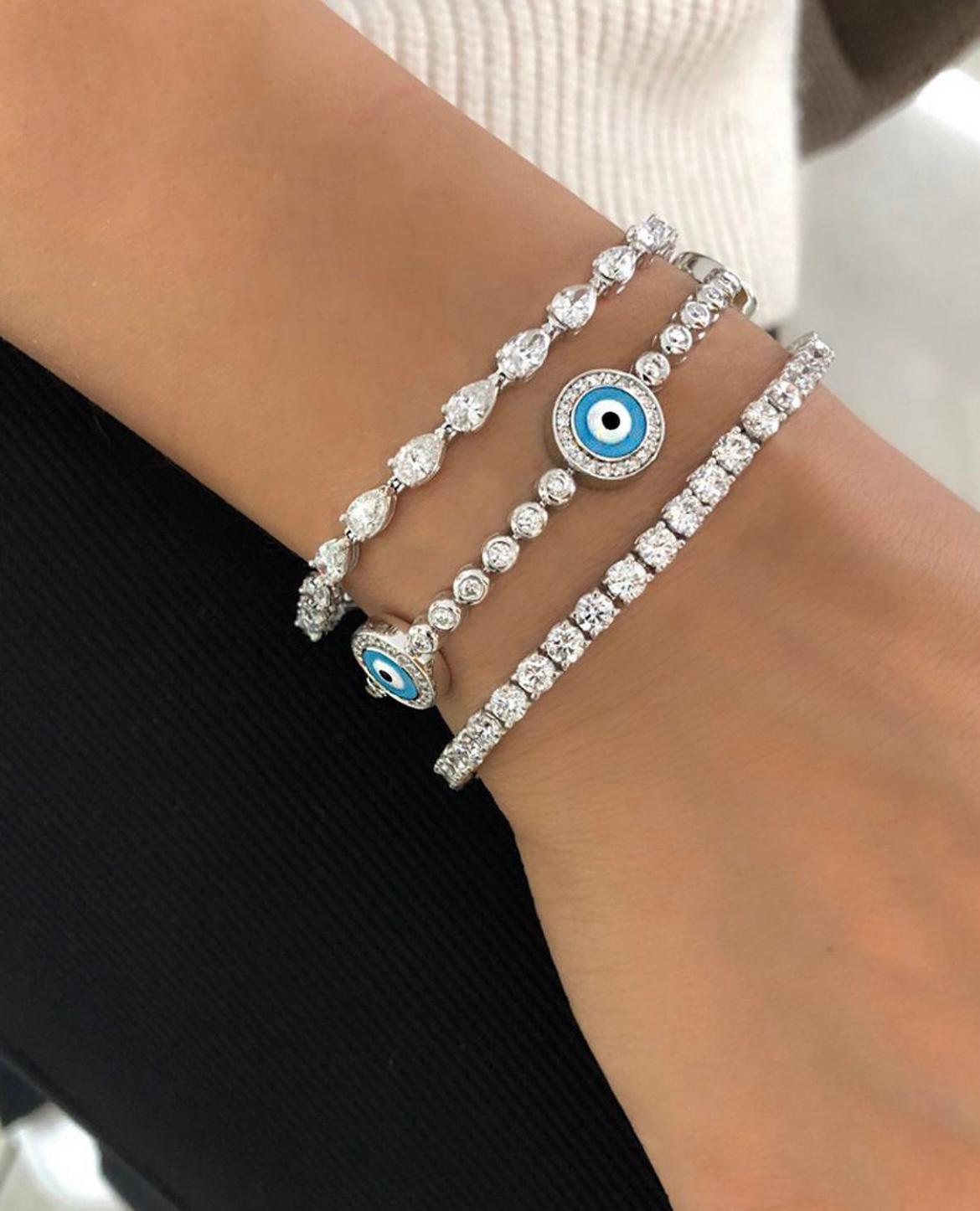 diamond evil eye tennis bracelet