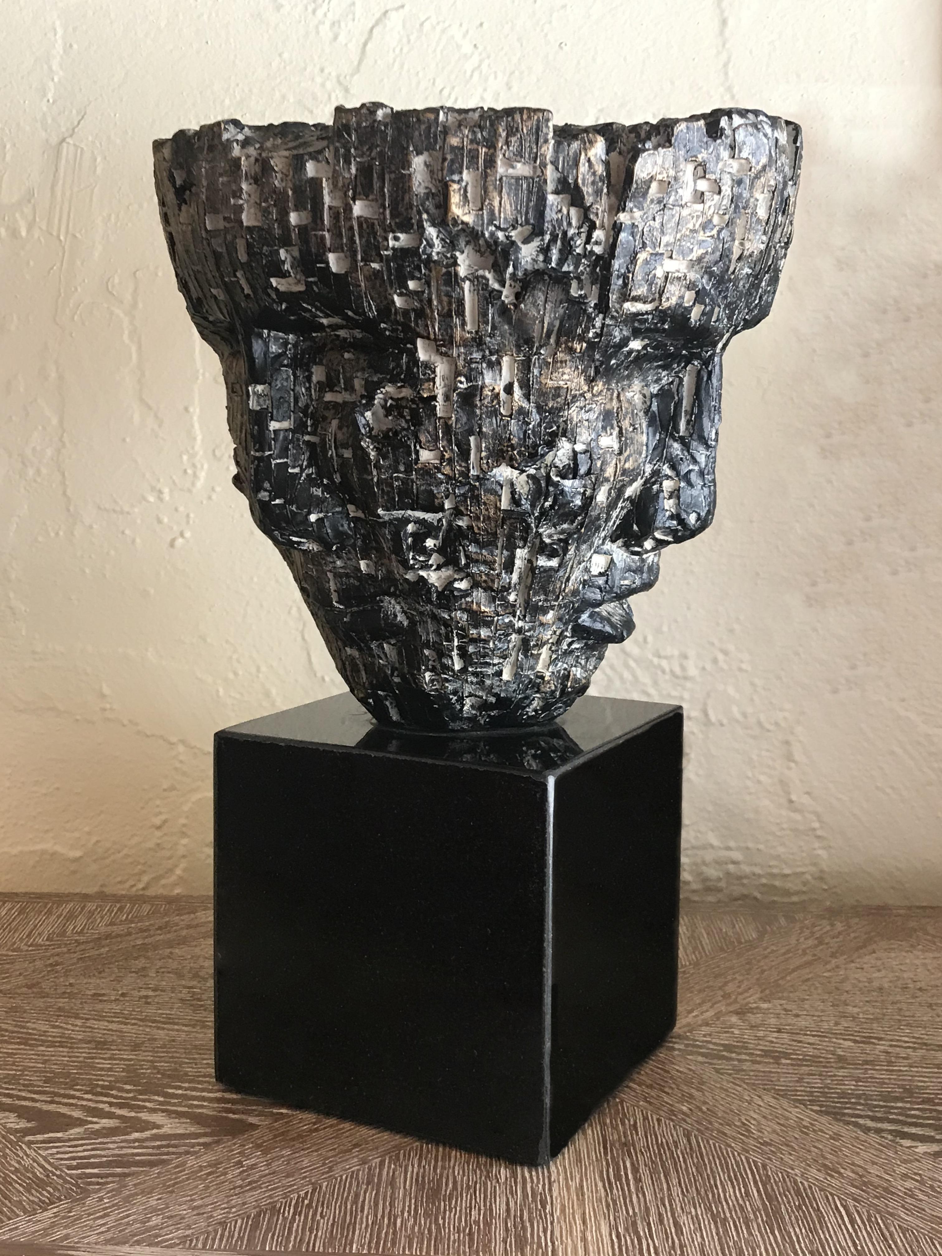 American Three Face Resin Sculpture by Unknown Designer