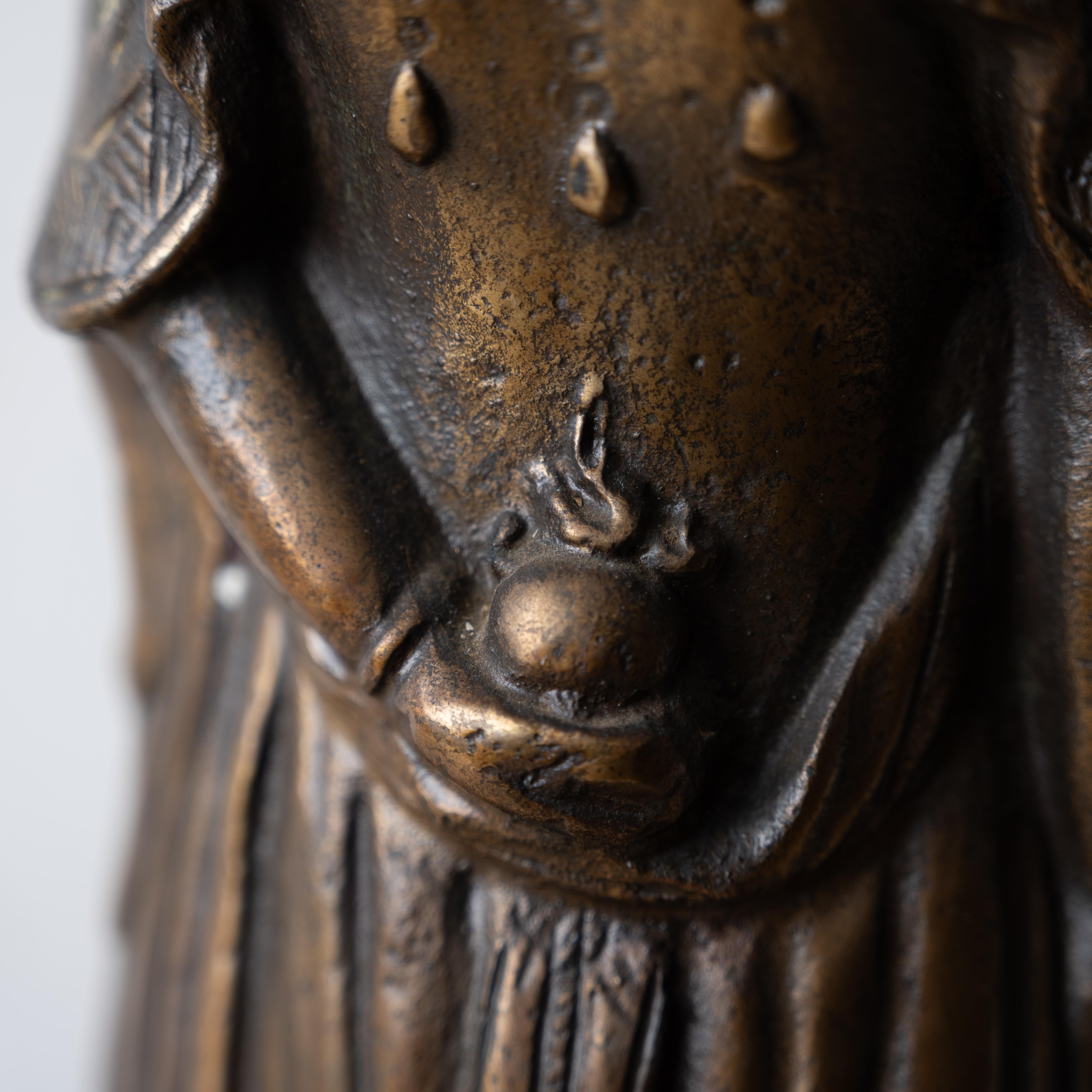 Three-Faced Guanyin Bronze Lamp, Early 20th Century For Sale 8