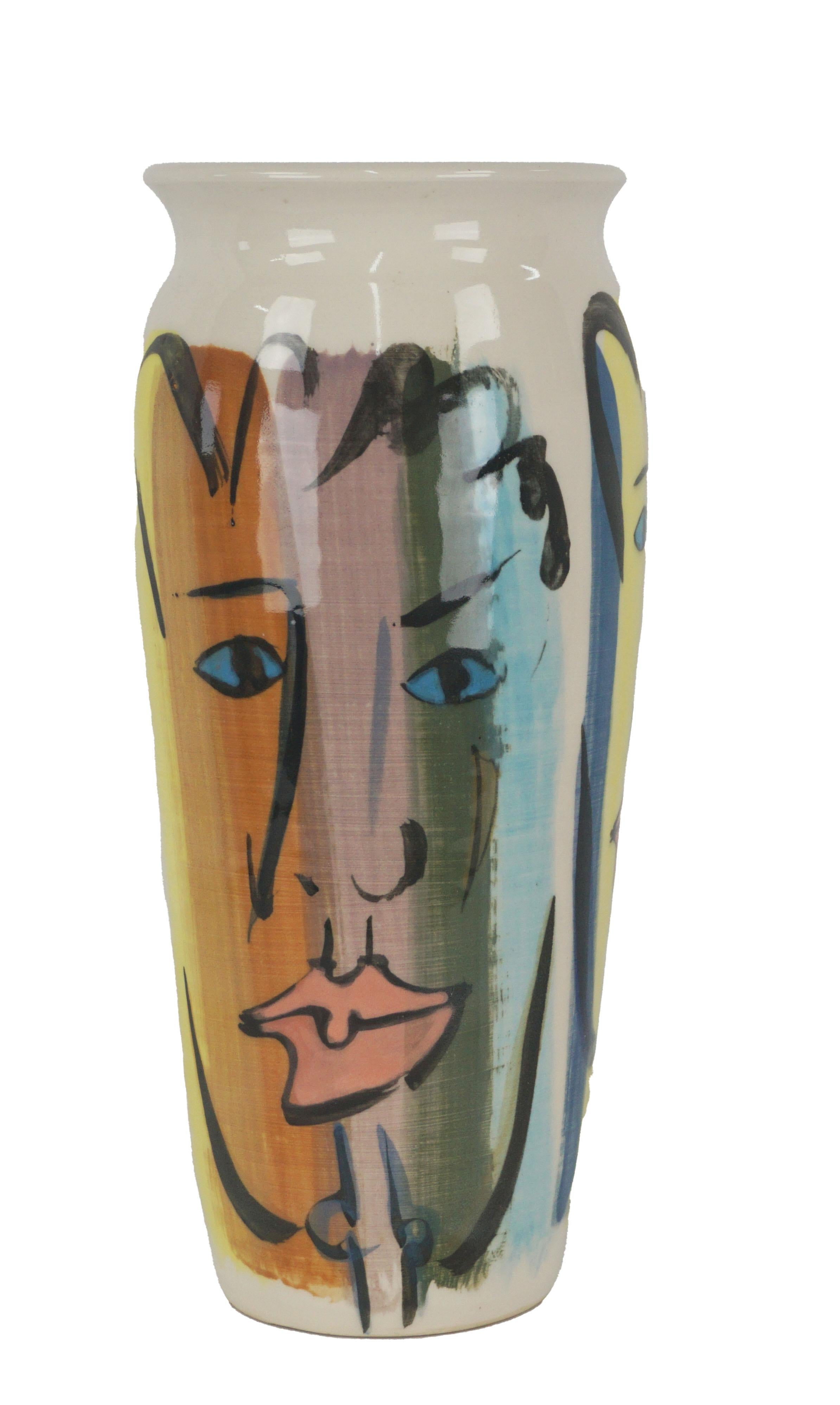 Modern Three Faces Vintage Vase by Karen Waterman