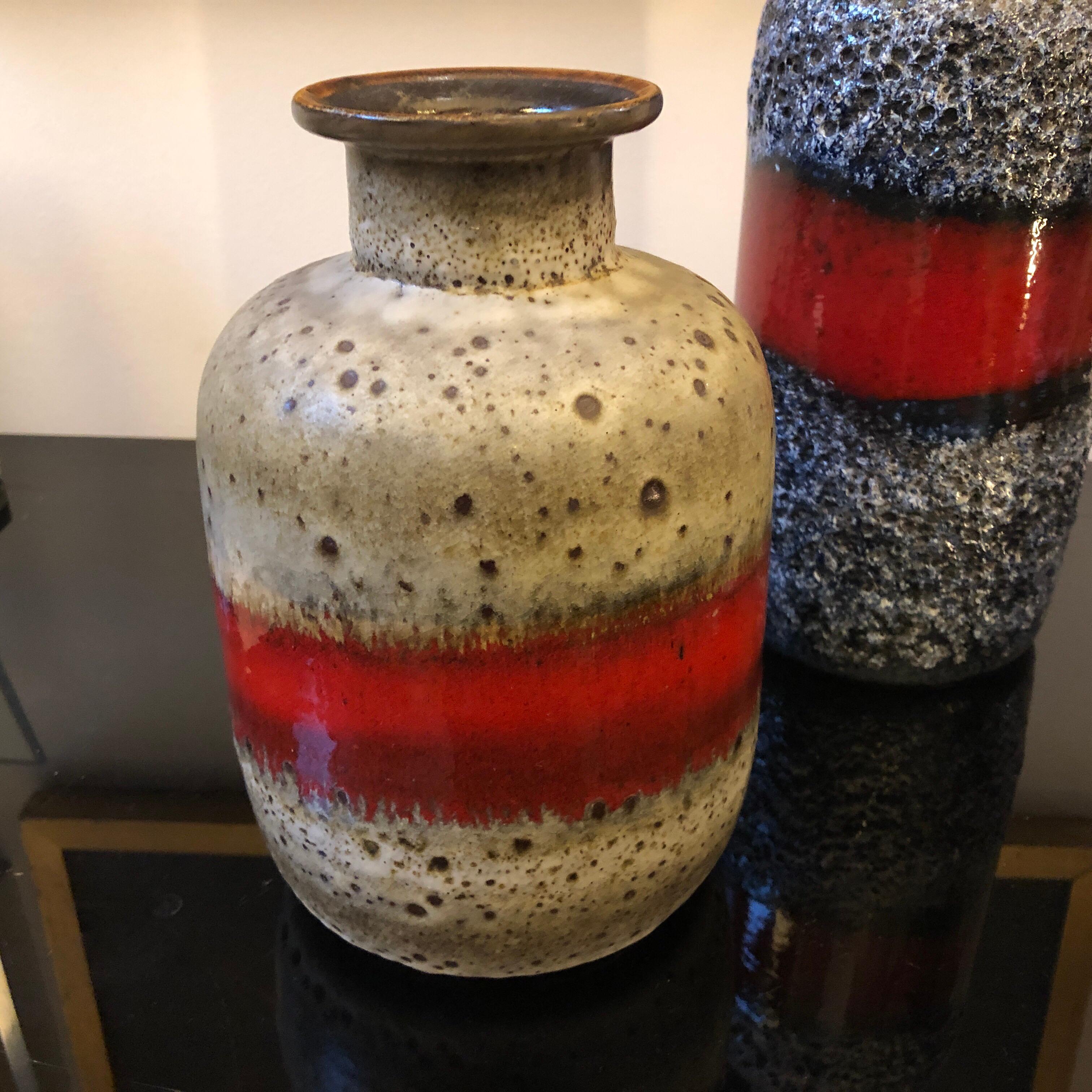 Mid-Century Modern Three Fat Lava Ceramic German Vases, circa 1960