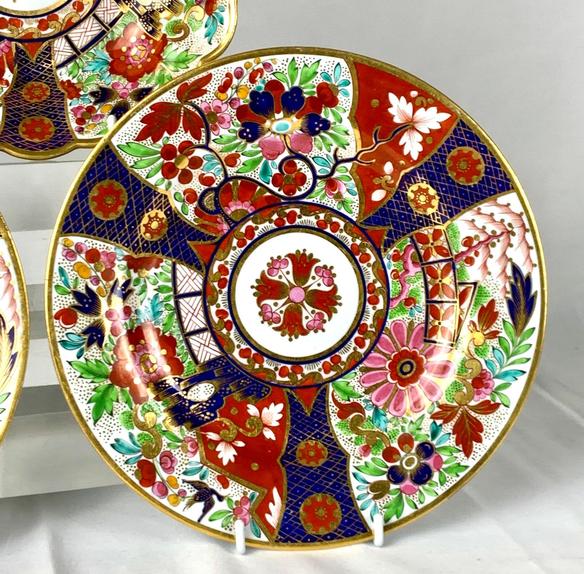 Hand-Painted Three Flight and Barr Worcester Dishes in 