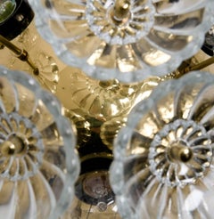 Drei florale Kronleuchter aus Messing und Glas im Stil von Emile Stejnar