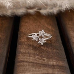 Three Flower Moissanite Ring 925 Sterling Silver Wedding Engagement Ring For Her