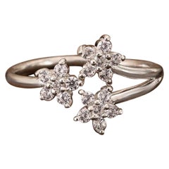Three Flower Moissanite Ring 925 Sterling Silver Wedding Engagement Ring For Her