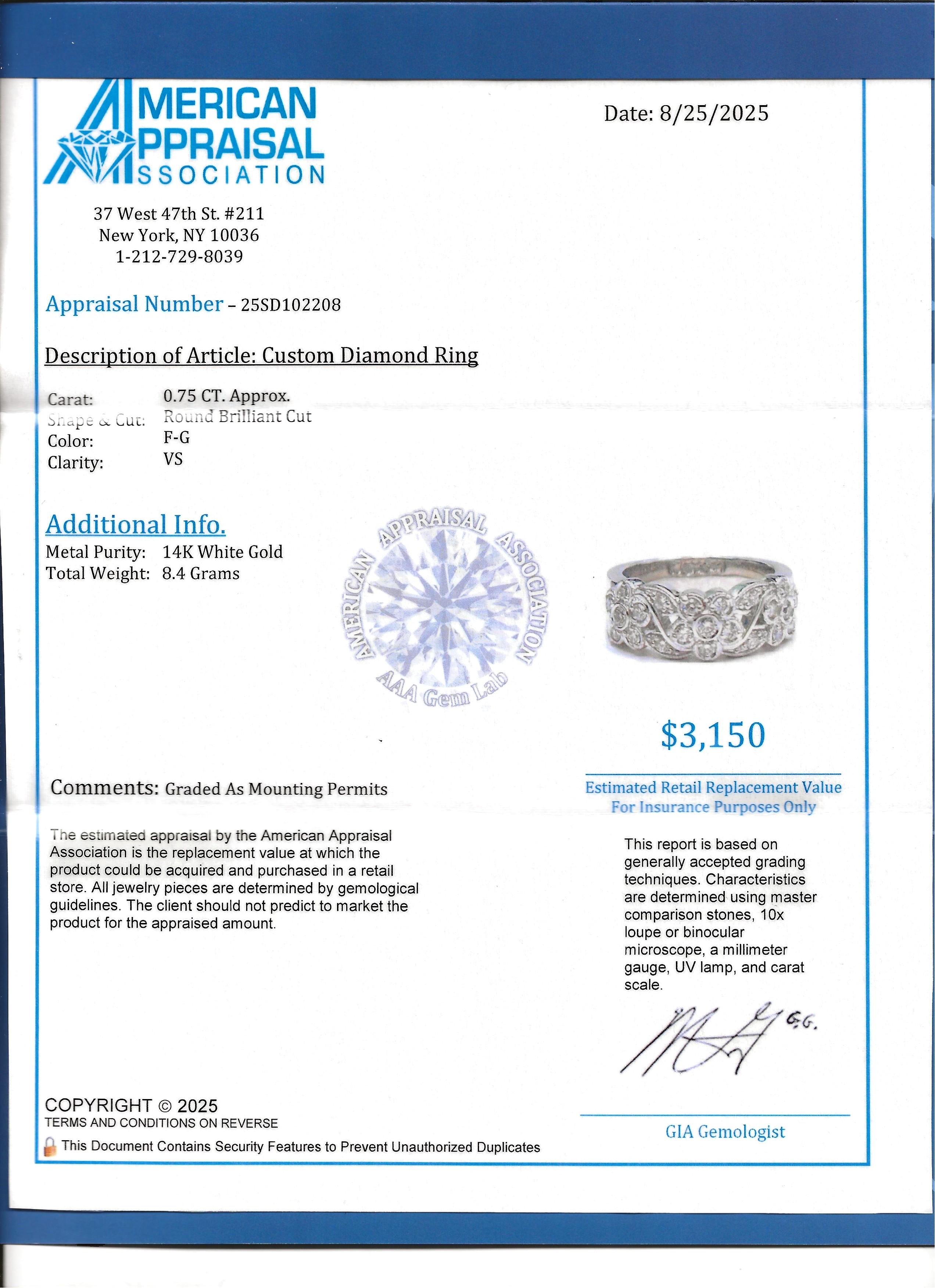 Three Flower Motif Round Brilliant Diamond Band Ring in 14 Karat White Gold en vente 6