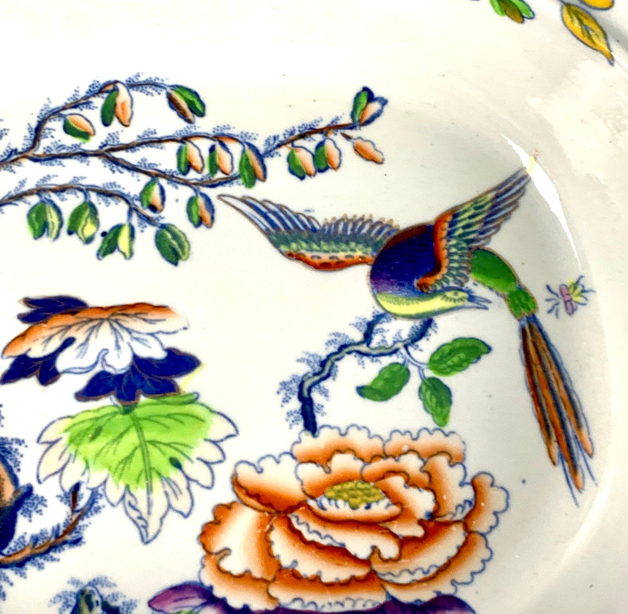 19th Century Three Flying Bird Pattern Platters Made by Davenport England C-1840