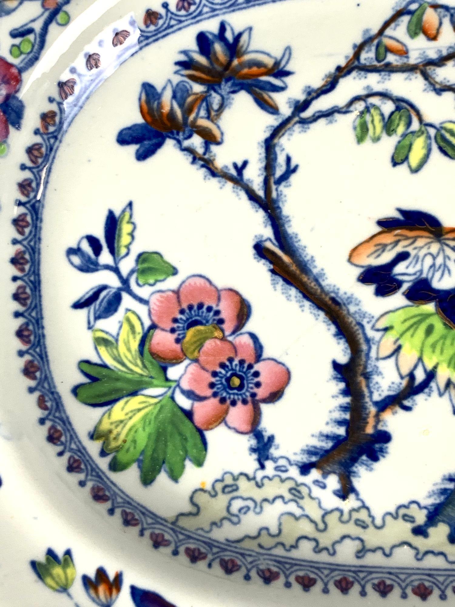 Ironstone Three Flying Bird Pattern Platters Made by Davenport England C-1840