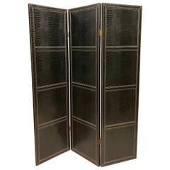 Used Three Fold Crocodile Skin Room Divider
