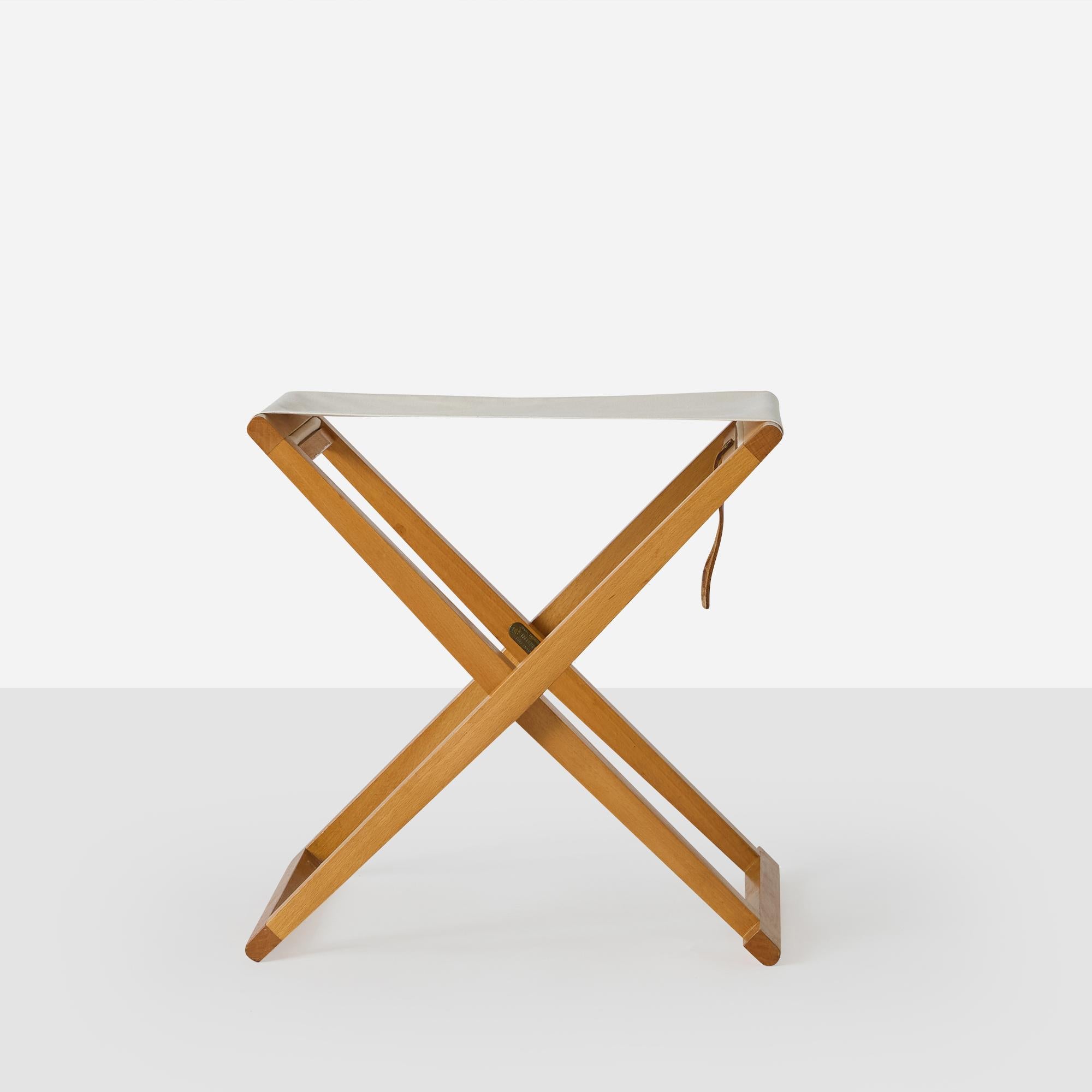 Danish Three Folding Stools by Mogens Koch For Sale