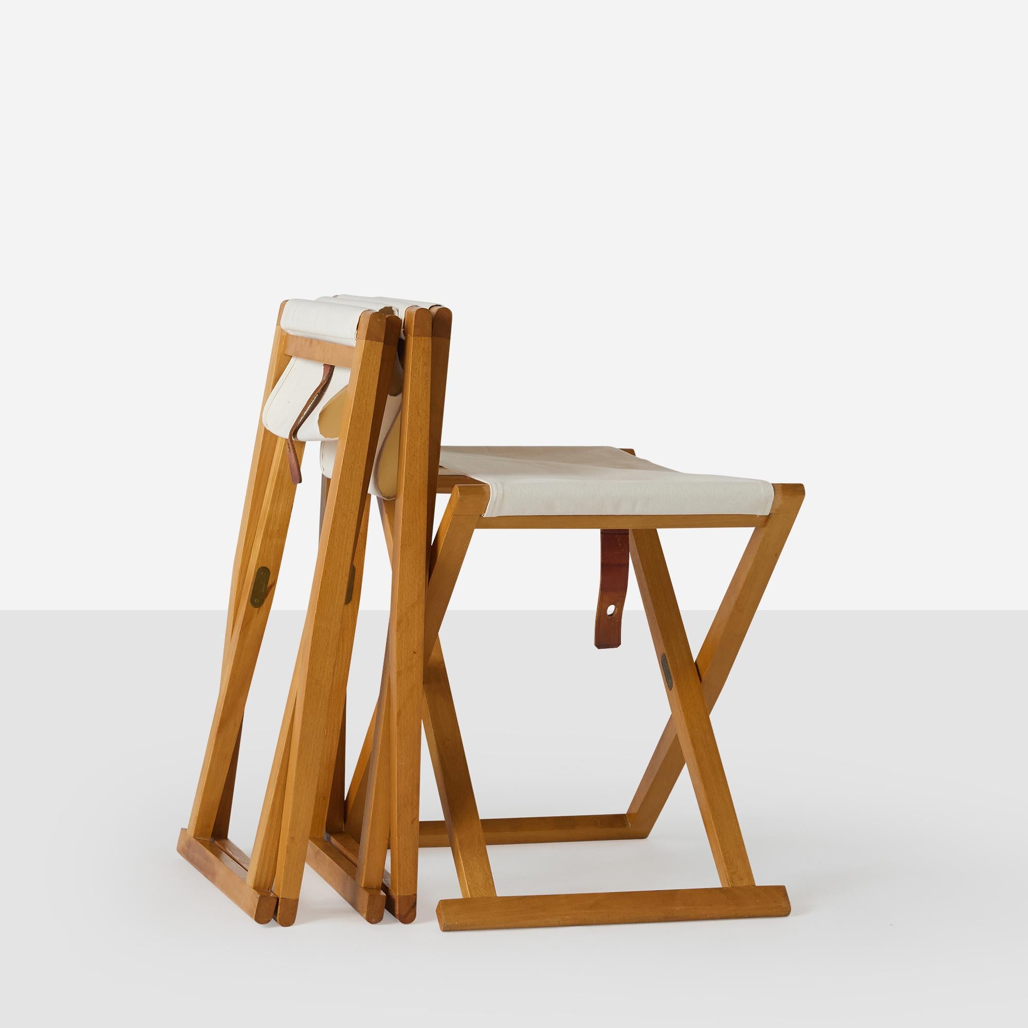 Mid-20th Century Three Folding Stools by Mogens Koch For Sale