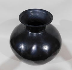 Three Footed Oaxaca Mexico Large Black Art Pottery Vase Signed Dona Rosa