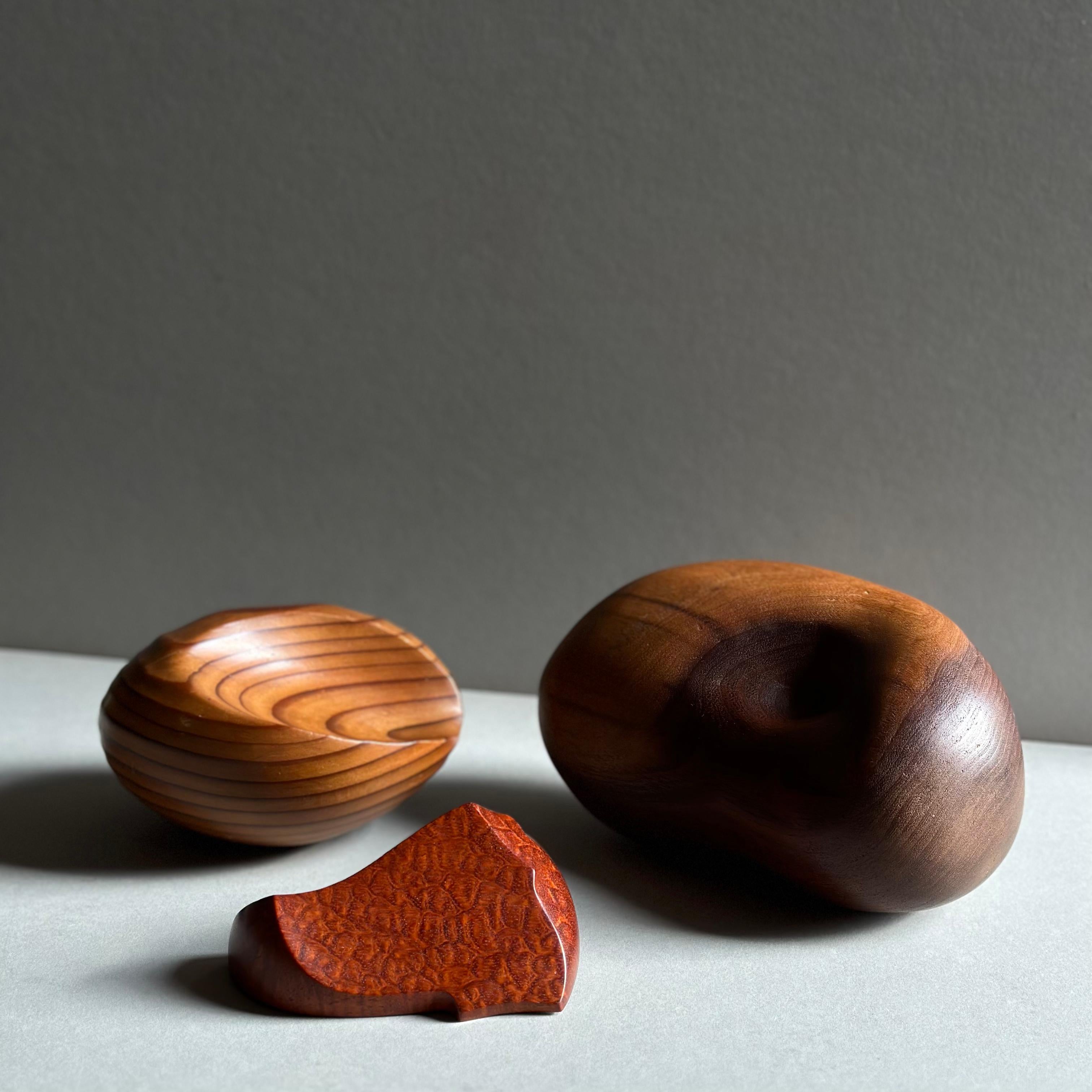 Three Form Studies in Dialogue: Set of Modernist Wood Sculptures In Good Condition For Sale In Brooklyn, NY