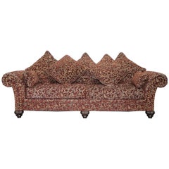 Used Three-Four Seat Bernhardt Sofa with Spilt Panel Feather Cushions Chesterfield