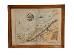 Three framed 18th C. Nautical maps of France, Harrewijn, Fricx