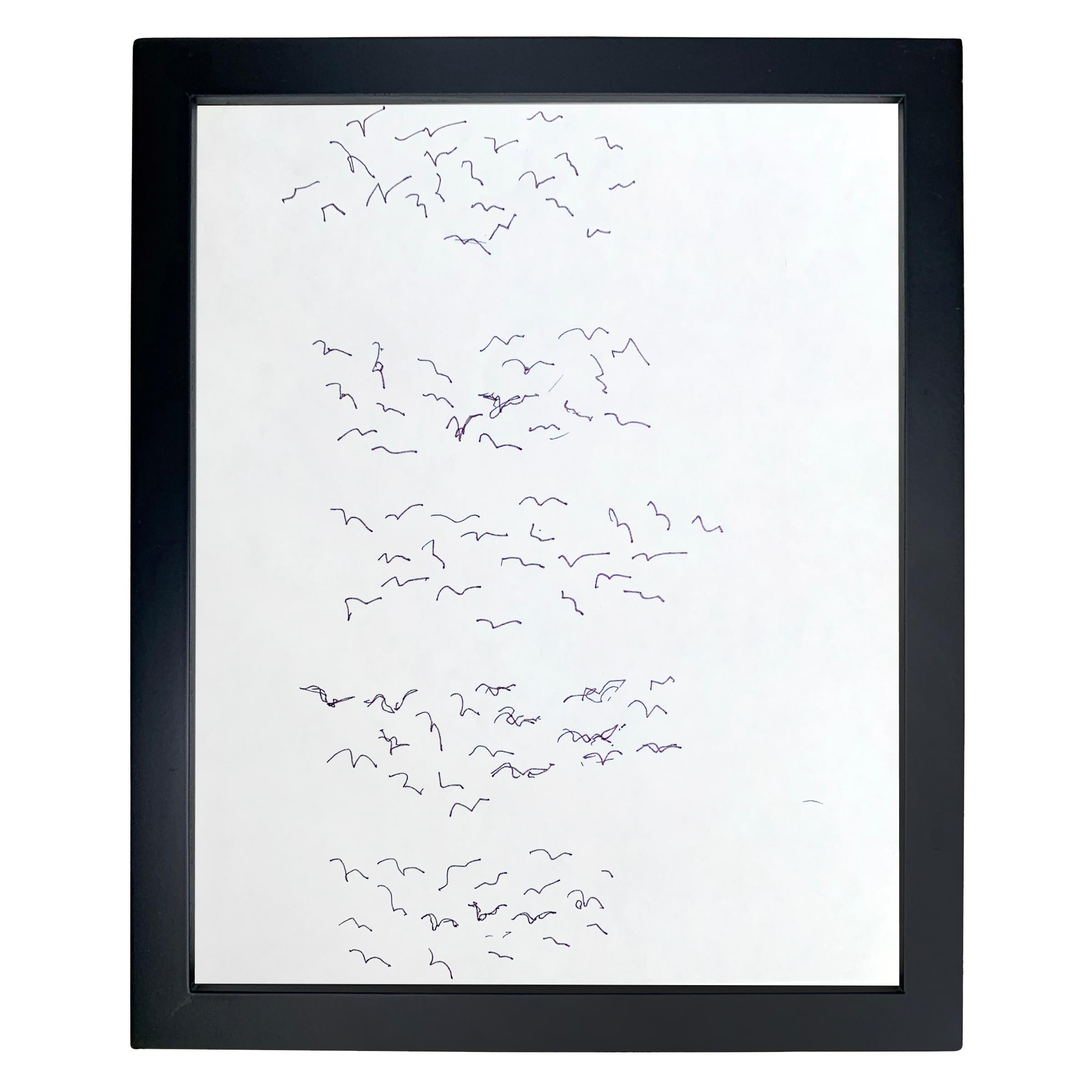 Ein Satz von drei gerahmten gestischen Zeichnungen von Paul Chidlaw (1900-1989), die Vogelschwärme in schwarzer Tinte auf Papier darstellen. 

Paul Chidlaw war ein früher Vertreter des abstrakten Expressionismus und hatte eine lange und bedeutende