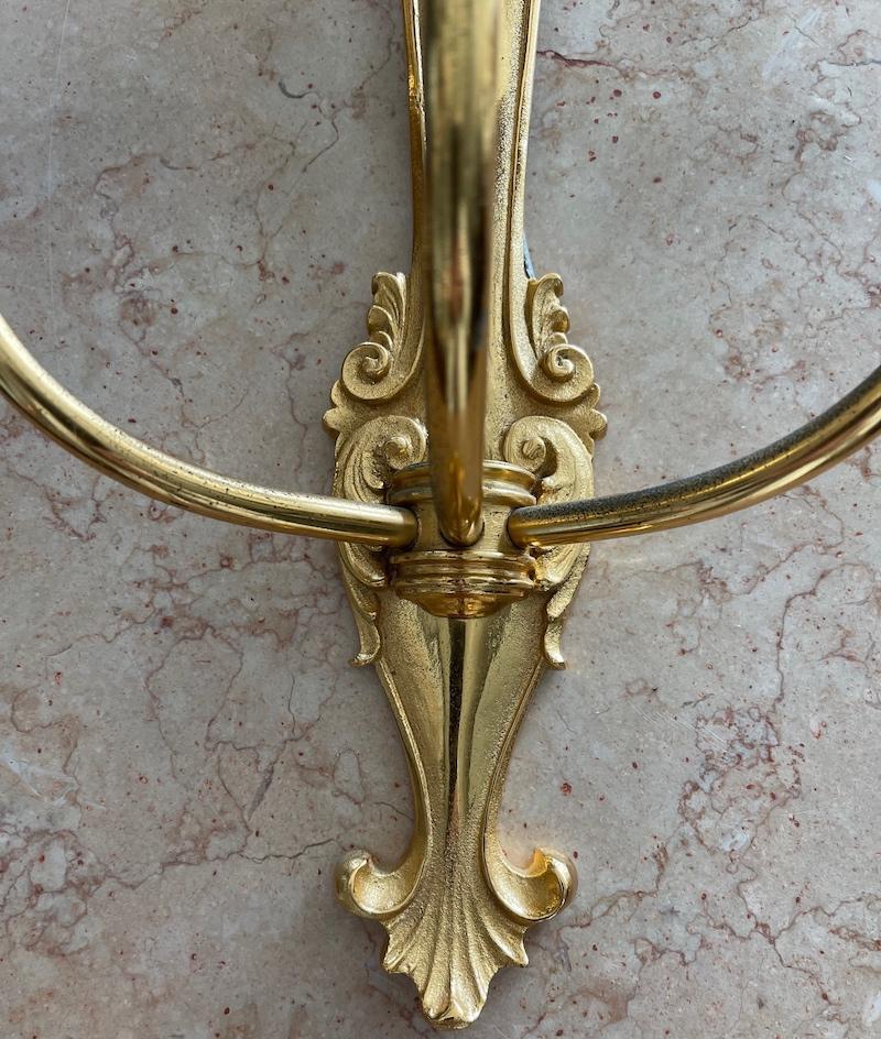 Three French 19th Century Louis XVI Style Gold Plated Bronze 3 Light Sconces For Sale 3