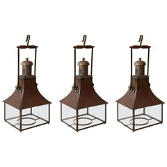 Three French Antique Tole Lanterns
