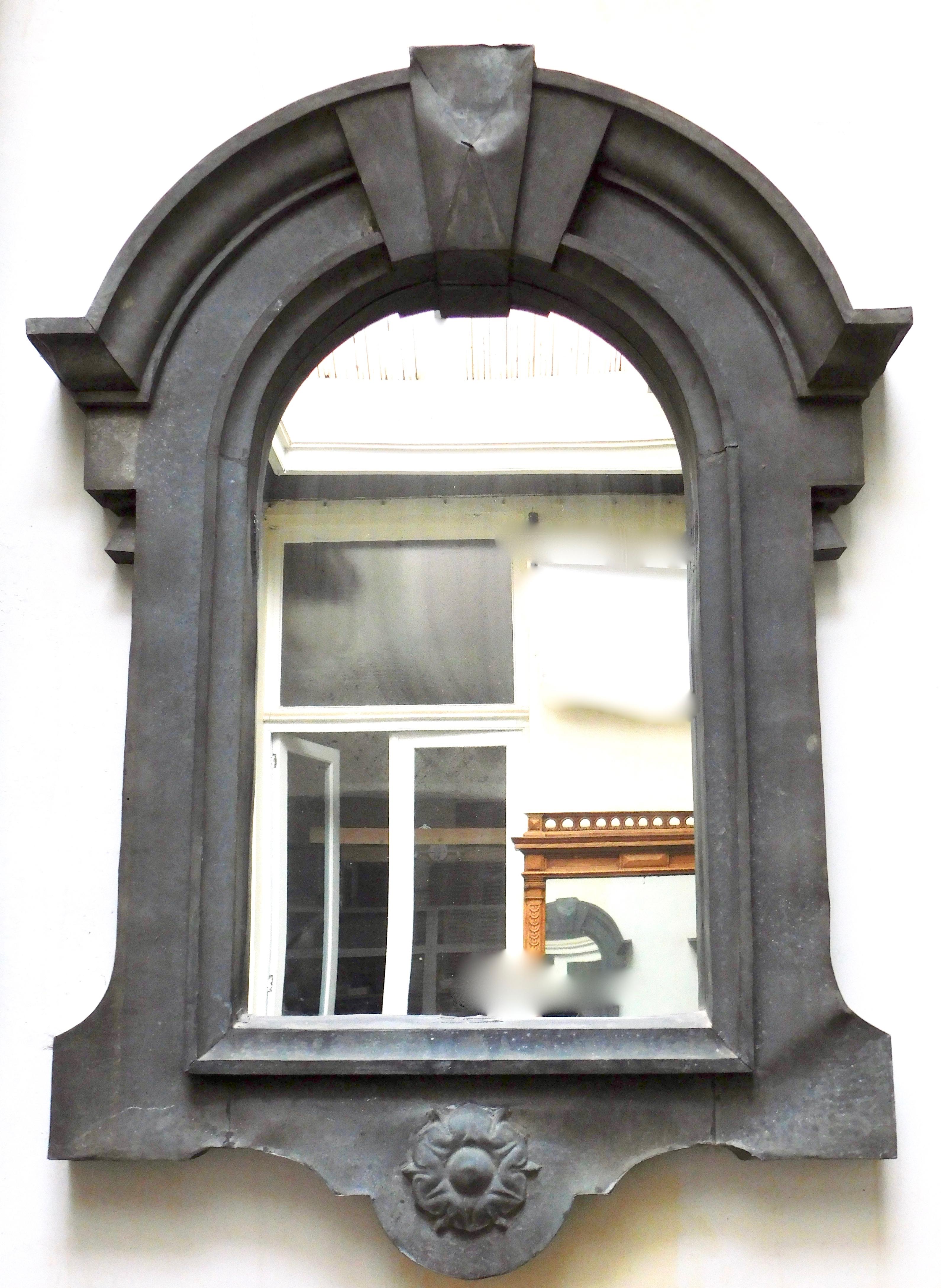 Hand-Crafted Three French Architectural Zinc Dormer Mirrors from the 19th Century For Sale