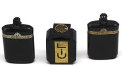 Three French Art Deco Black Glass Perfume Bottles