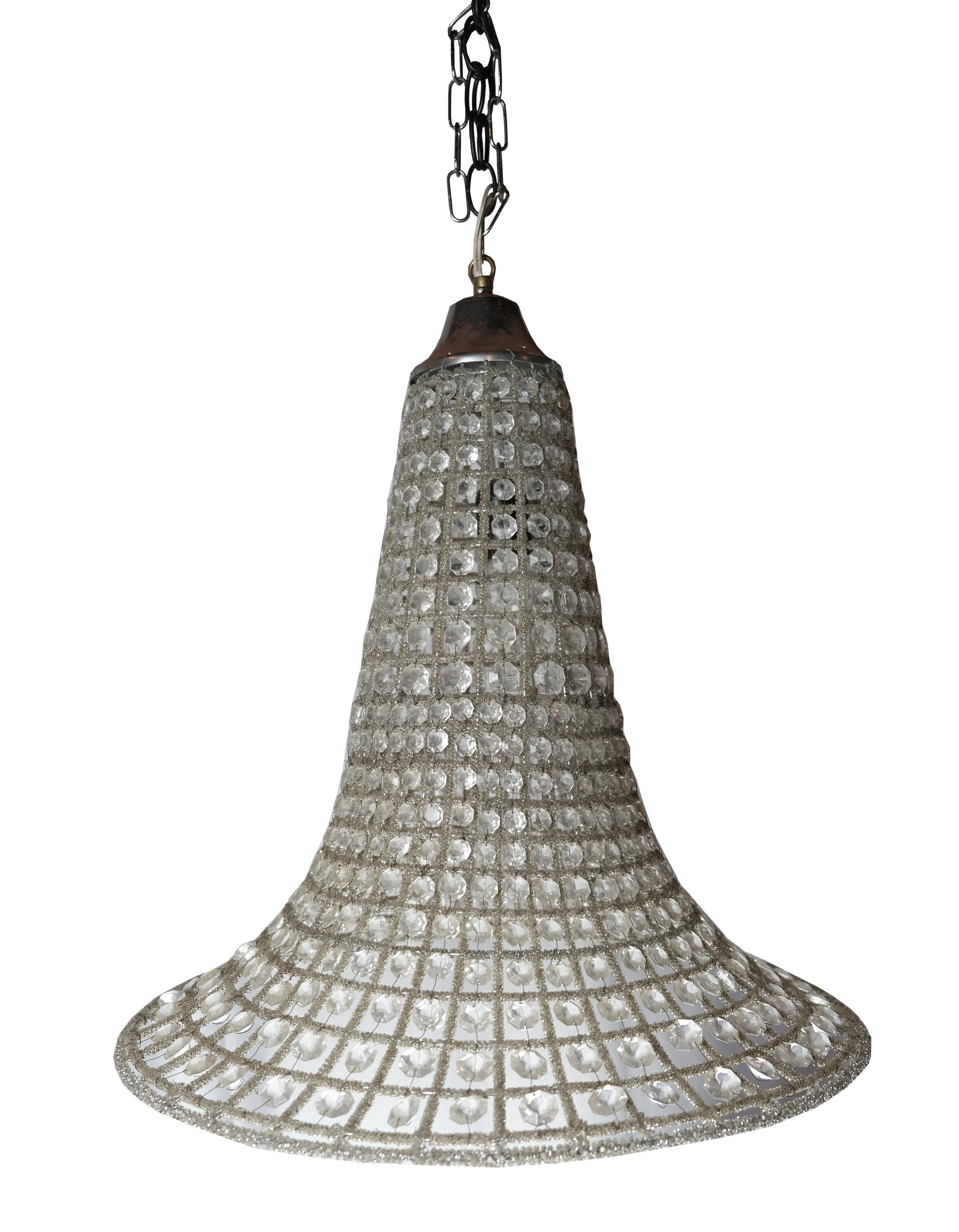 Hollywood Regency Three French Bell Shaped Glass Chandeliers For Sale