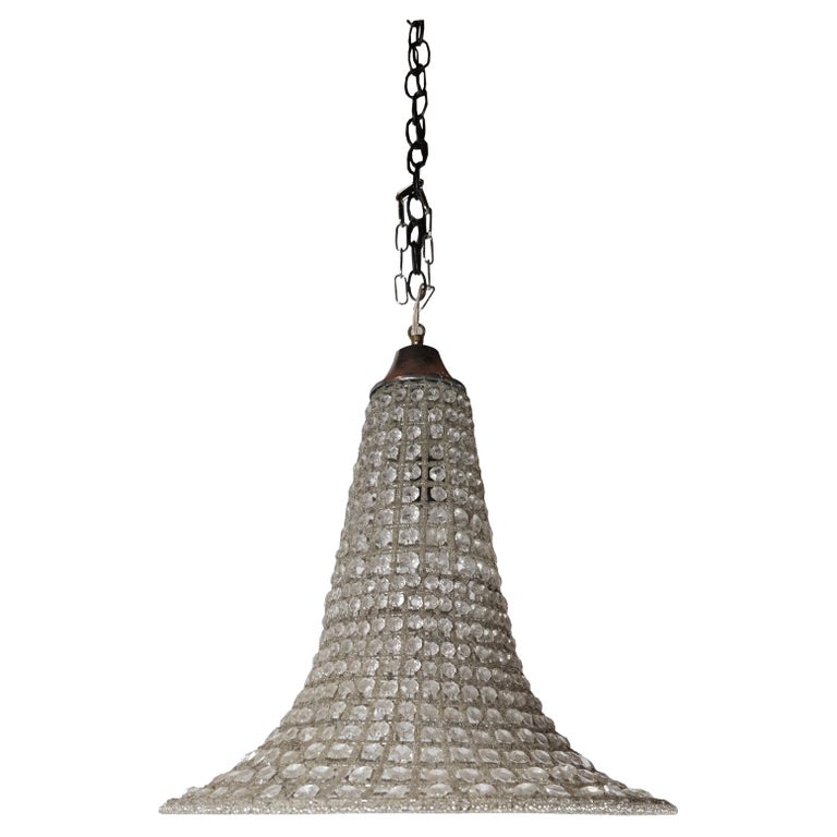 Three French Bell Shaped Glass Chandeliers For Sale at 1stDibs