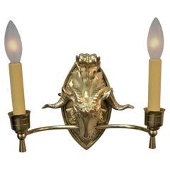  French Bronze Rams Head Wall Sconce