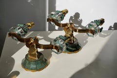 Three French Gilt Bronze and Sevres Sconces