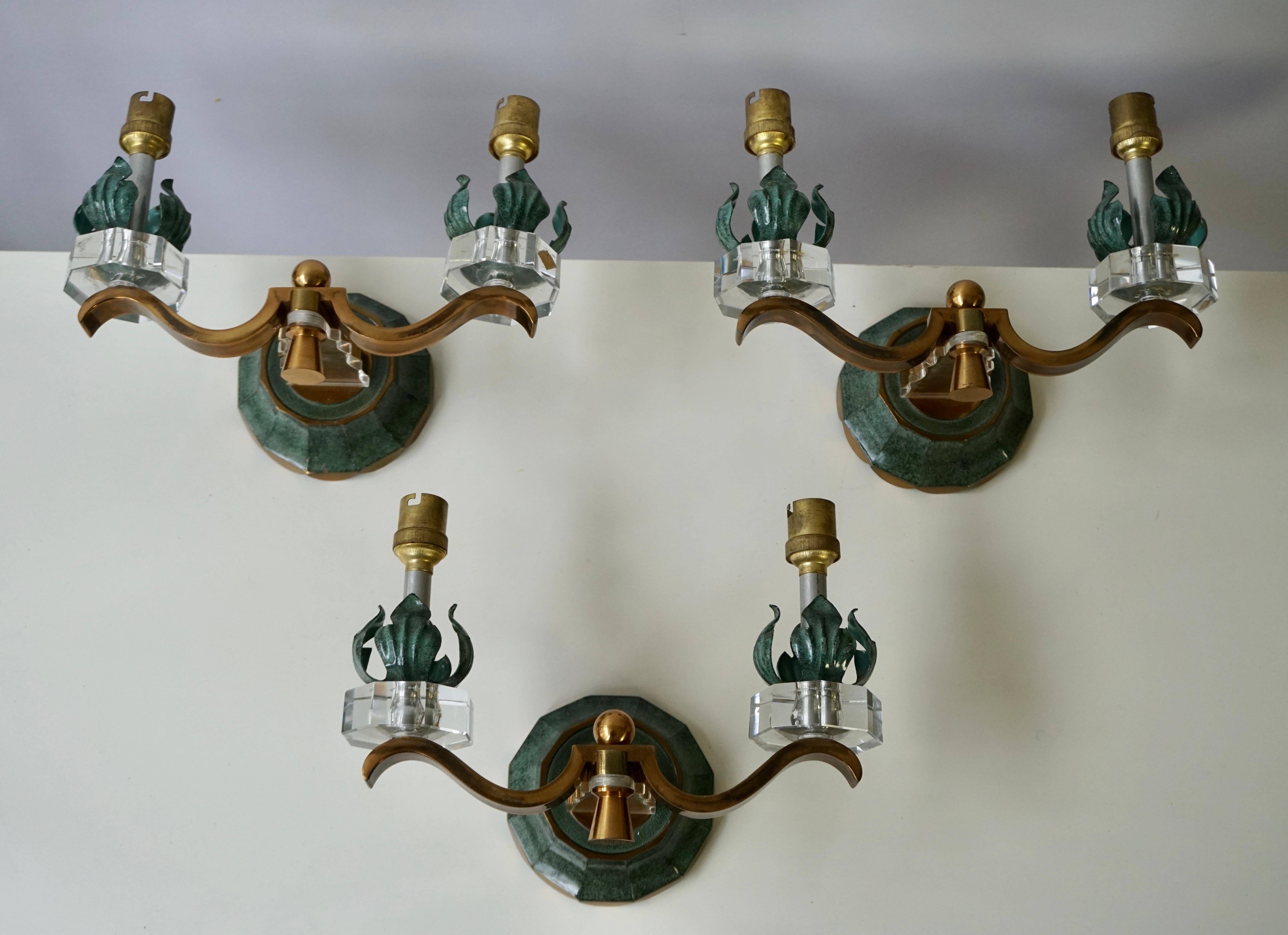 Three French Gilt Bronze and Sevres Sconces In Good Condition For Sale In Antwerp, BE