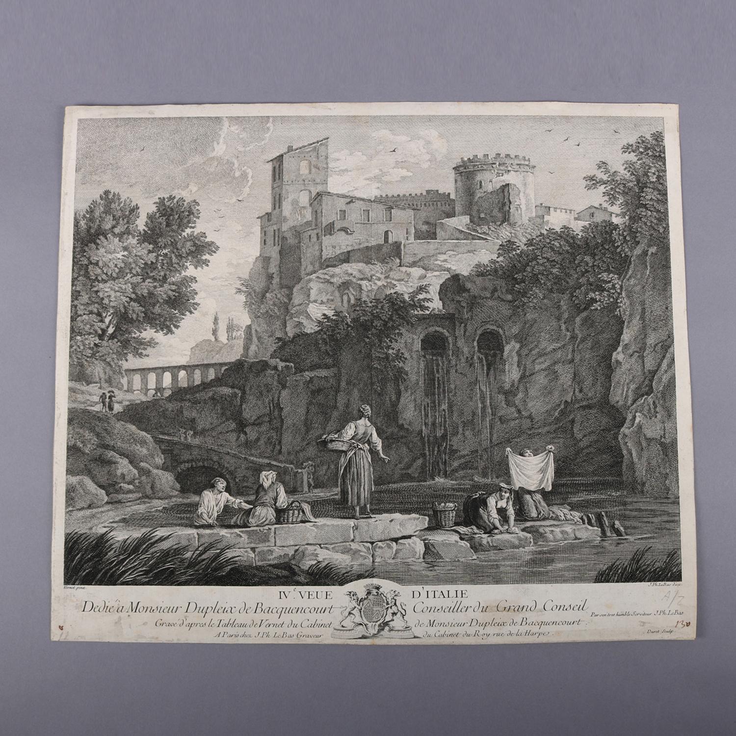 Etched Three French Joseph Vernet Genre Etchings from 