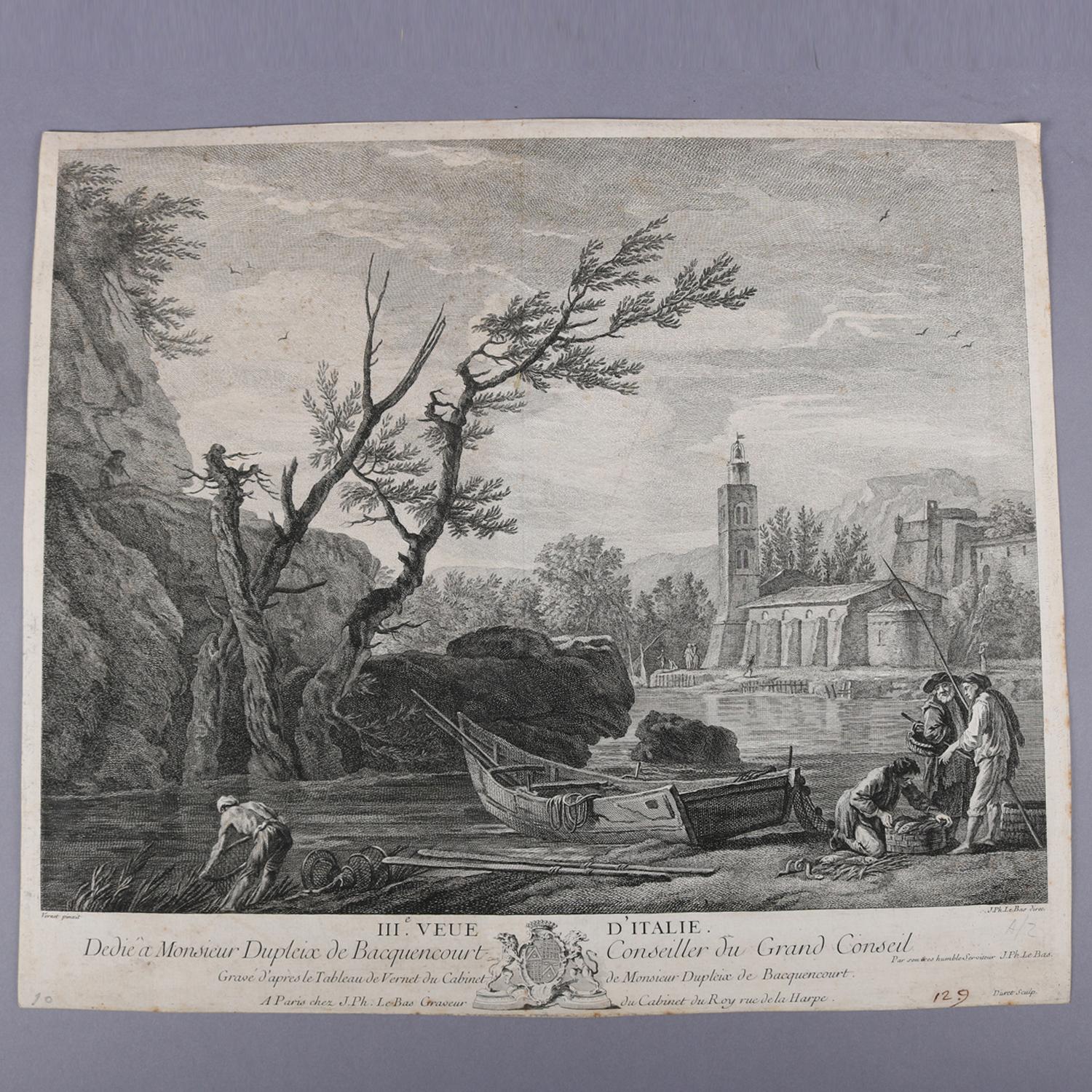 Three French Joseph Vernet Genre Etchings from 